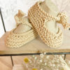 Chaussons bébé en coton Babies, tricoté main, beige-Mignonnery